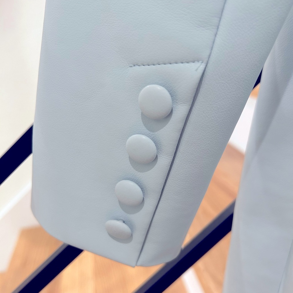 Vegan leather blue trench coat - Picture 4 of 7